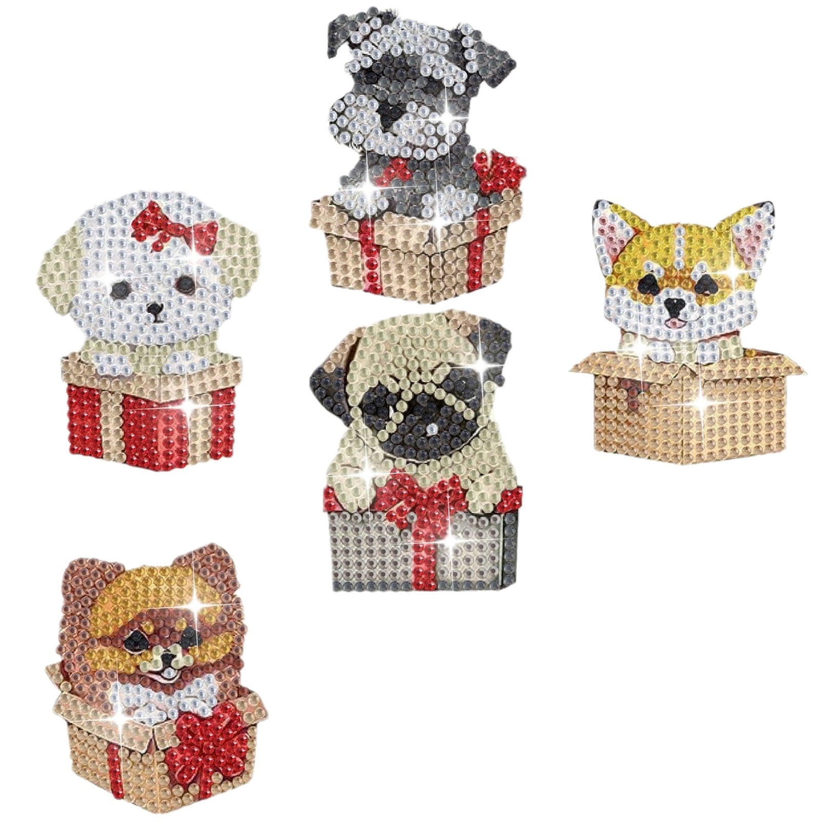 5pcs 5D dog diamond painting keychain kit, double-sided diamond art keychain, DIY handmade crafts, DIY for children and adult beginners, keys, mobile phones, backpack accessories