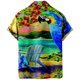 thumbnail image 2 of Camisas Para Hombre Manga Larga Negra Nueva camisa de manga corta holgada informal con estampado digital 3d y estampado de (Blue, XL), 2 of 5