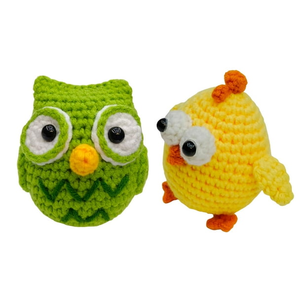 Kit de crochet para principiantes de 2 piezas, kit de crochet clásico para muñecas, paquete de inicio pollito búho