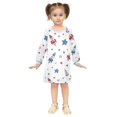 thumbnail image 2 of Girls' long-sleeved dress Rockets and Stars Girls' A-line dress with ribbed cuffs Soft and comfortable, 2 of 6