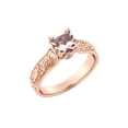 thumbnail image 2 of 14K Rose Gold 2.06 CT natural peach/pink VS Morganite Ring with Diamonds Vintage Hand Engraved Art Deco, 2 of 4