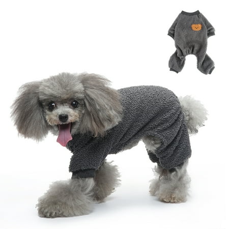 Dog Jumpsuit Dog Winter Warm Onesie Pajamas Cold Weather Pullovers for Small Medium Dogs M(Grey)