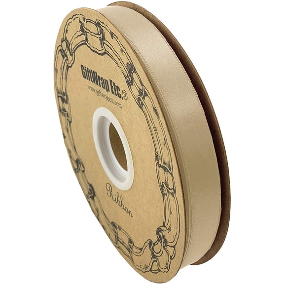 Champagne Satin Fabric Wedding Ribbon - 5/8" x 100 Yards, Wreath, Gift Bow, Wedding, Christmas, Anniversary