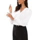 thumbnail image 4 of BLUSA CASUAL DE OFICINA INSPIRE CHIC PARA MUJERES, CHIFFON, CON CUELLO ALTO, ESCOTE EN V Y MANGAS LARGAS, TAMAÑO M, BLANCA, 4 of 6