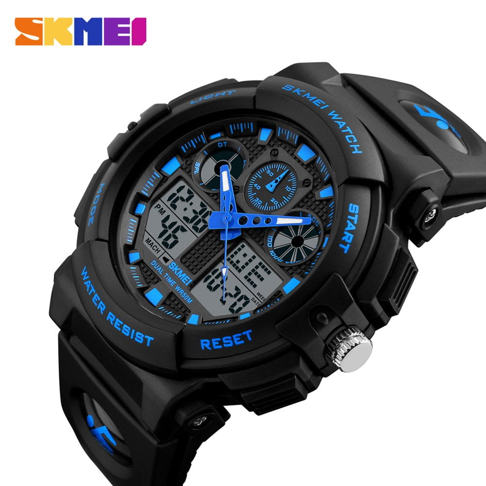 1270 Dual Display Digital Waterproof Men Sports Watches With Backlit