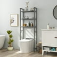 thumbnail image 2 of Costway Over-The-Toilet Storage Shelf Space Saving Metal Bathroom Organizer Hooks Grey, 2 of 9