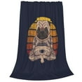 thumbnail image 2 of Honeii Pug dog Yoga Print Fleece Blanket - Throw Blanket for Bed, Sofa, Couch, Camping, and Travel , Microplush Ultra Soft Warm Blanket-80"x60", 2 of 7