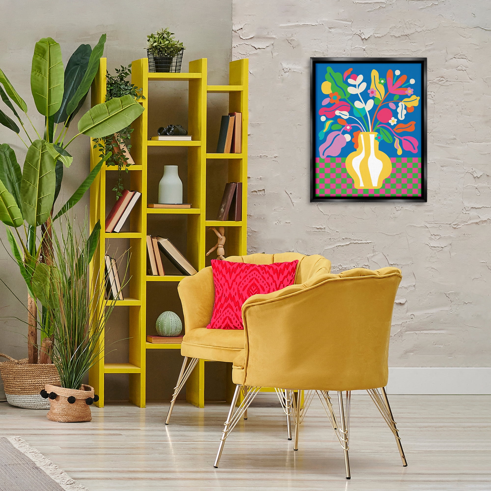 Stupell Industries Vivid Bloom Bouquet Plants & Flowers Painting Black Floater Framed Canvas Art Print Wall Art, 17 x 21