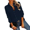 thumbnail image 6 of Tosmy Blouse For Women Casual Button Down Shirt Solid Color V Neck Long Sleeve Work Blouse Fashion Top With Pocket Summer Clothes, 6 of 9