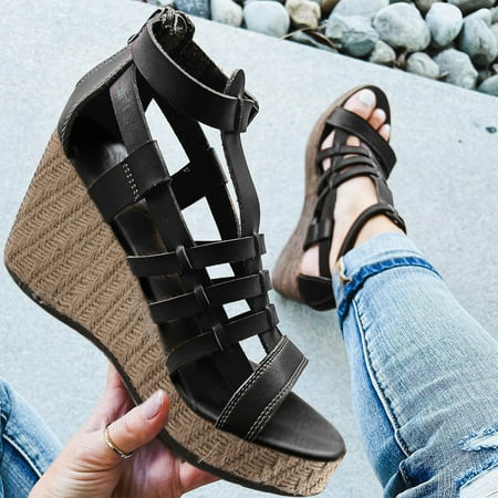 

Feiboyy Wedge Sandals For Women Shoes Dressy Casual Summer Open Toe Ankle Strappy Espadrille Platform Platform Shoes Fish Mouth Wedge Sandal