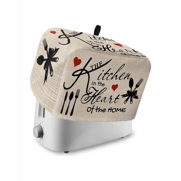 Fsddascl Farmhouse Retro Toaster Cover 2 Slice, Small Kitchen Appliance Covers, Cartoon Funny Cook Theme Love Plaid Toaster Oven Cover with Loop, Bread Machine Cover Polyester Dust Cover Protection