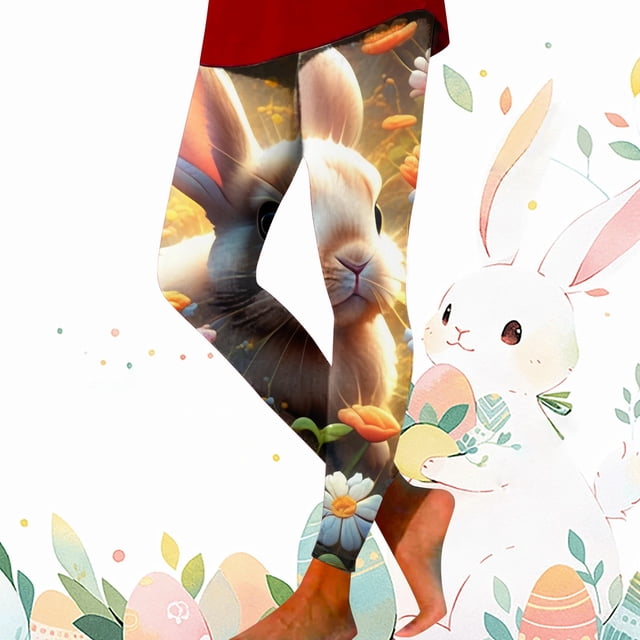 WILLBEST Pantalones de Yoga Con Estampado Floral de Pascua Para Mujer, Leggings Elásticos y Cómodos Para Hacer Ejercicio y Hacer Ejercicio de Forma Informal. Extra Grande