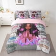 thumbnail image 5 of Black Bedding Full Size Women, American African Comforter Sets with Sheets, Pink Reversible, 5 of 5
