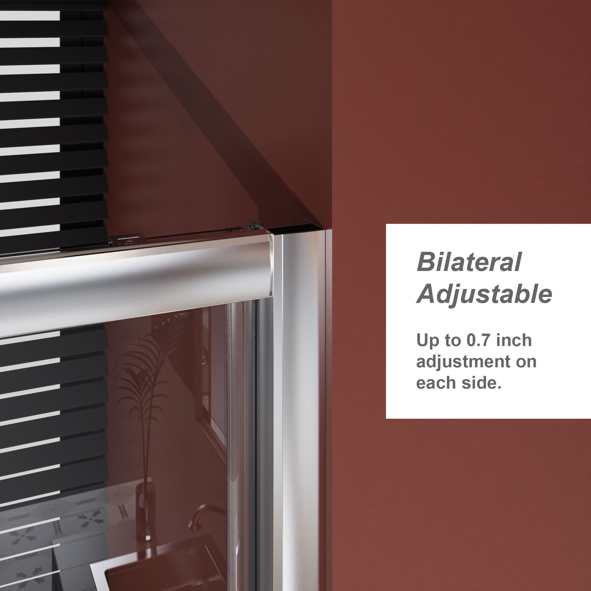 MAYEERTY Single Sliding Bathtub Door, 1/5" Tempered Glass with Stainless Steel Handle, Silent Sliding & Waterproof