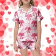 thumbnail image 2 of Ensemble de Pyjama pour Filles, Deux Pièces, Manches Longues, Imprimé Cœur, Confort Quotidien, 2 of 5