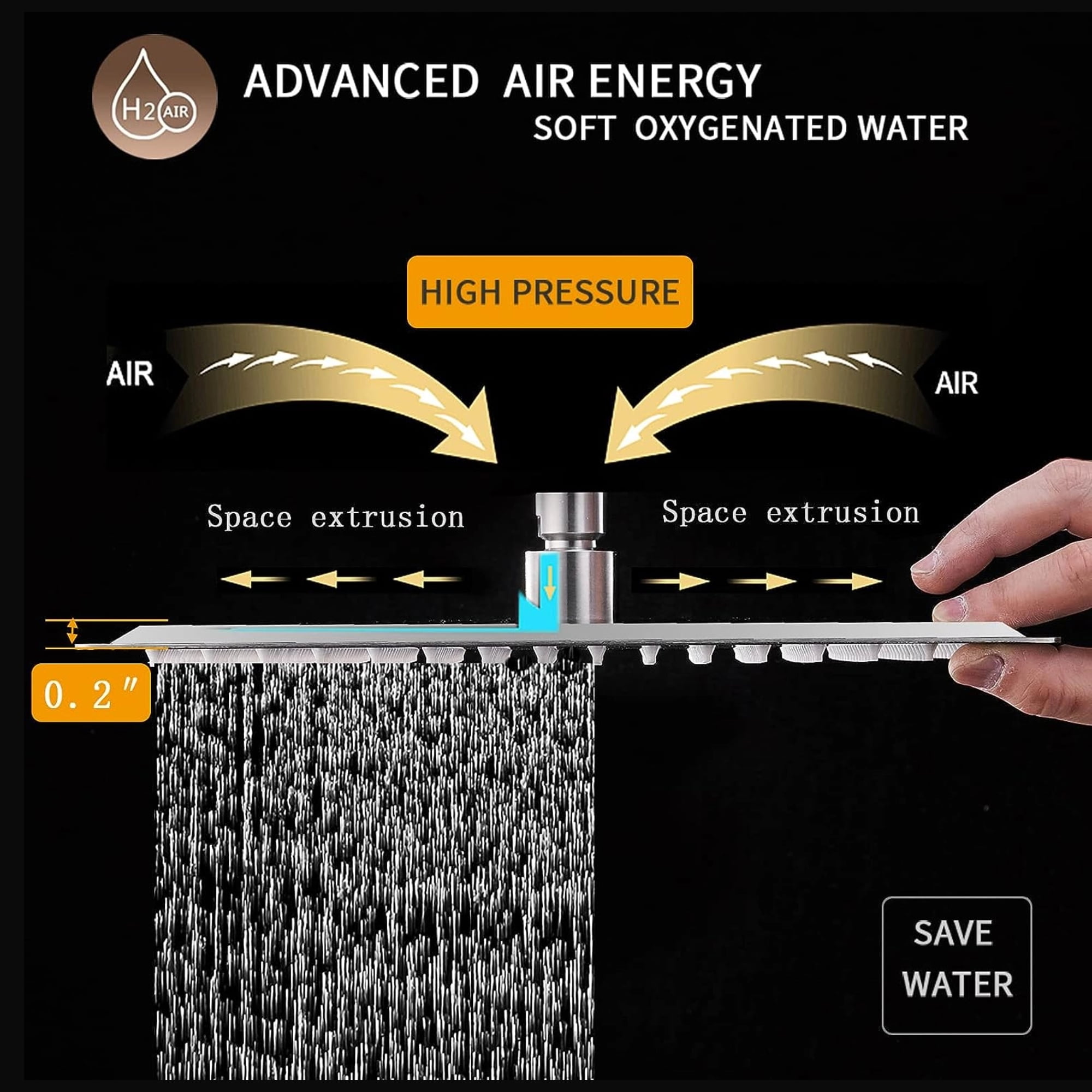 BESy 12 inch Polished Chrome Shower System Rain Shower Head with 2 in 1 Handheld Shower, Rainfall Shower System with Adjustable Slide Bar, Shower Faucet Fixture Combo Set