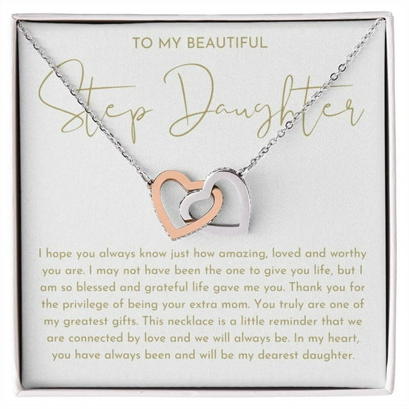 Step Daughter Necklace Interlocking Hearts Neckalce Standard Box