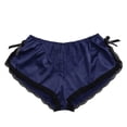 thumbnail image 3 of KDDYLITQ Women's Satin Lace Trim Sleep Shorts - Sexy Satin Lounge Shorts with Bows for Loungewear & Sleepwear Black 2XL, 3 of 9
