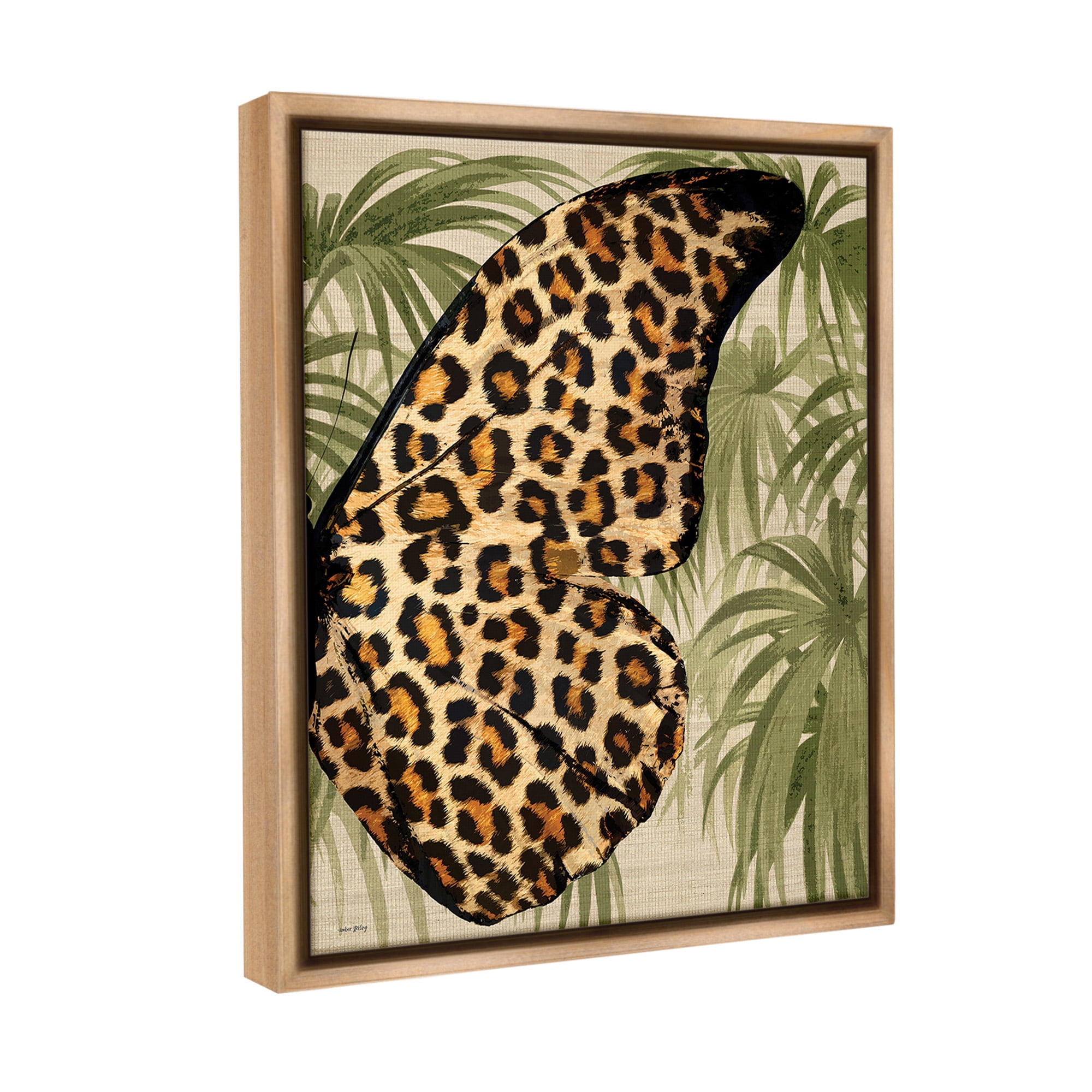 Stupell Industries Butterfly Wing with Pattern Animals & Insects Painting Brown Floater Framed Canvas Art Print Wall Art, 17 x 21