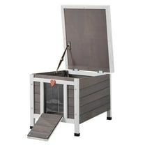 VEVOR Outdoor Cat House 21"L x 17"W x 17"H, Feral Cat Shelter, Weatherproof Wooden Cat Rabbit House with PVC Door Flaps, Open Roof