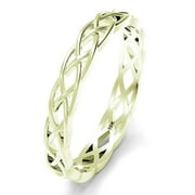 Sz 7.0 Solid 10K Yellow Gold 3MM Eternity Celtic Knot Stackable Comfort Fit Wedding Band Ring