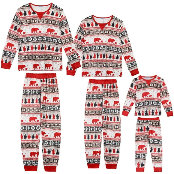 Conjuntos de pijamas a juego para la familia INSPIRE CHIC de Navidad de 2 piezas, camiseta de manga larga, set de regalo para fiestas, [Hombres] XL Blanco