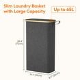 thumbnail image 3 of Lifewit 65L Slim Laundry Hamper with Lid, Narrow Laundry Basket with Removable Bag & Bamboo Handles, Fodable Thin Dirty Clothes Hamper for Laundry Collapsible Bin for Bathroom Bedroom Dorm, Black, 3 of 10