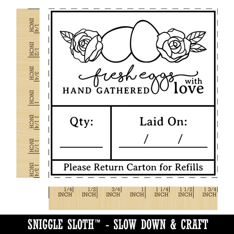 Fresh Eggs Hand Gathered with Love Elegant Egg Carton Label Square Rubber Stamp  Stamping Scrapbooking Crafting - Medium 1.75in 