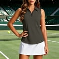 thumbnail image 4 of Sleeveless Golf Shirts for Women Collared V Neck Tennis Tank Top Polo UPF 50+ Quick Drying Lightweight Dark Gray Size M, 4 of 4