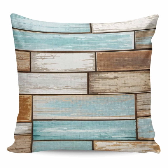 Blue Brown Vintage Pillow Covers 16x16 Inch Decorative Throw Pillow Cover, Retro Farmhouse Elegant Pastoral Sofa Pillowcases Accent Cushion Case Home Decor Bedroom Living Room