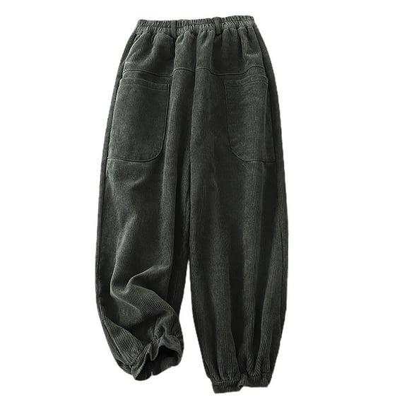 WREESH Womens Sweatpants Corduroy Pants Fashion Comfortable Solid Color Pocket Casual Straight Pants Green