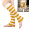 thumbnail image 2 of Christmas Ribbed Knit Color Blocking Striped Leg Warmers Socks for Women Plush Trim Splicing Boot Cuffs Leg Covers, 2 of 21