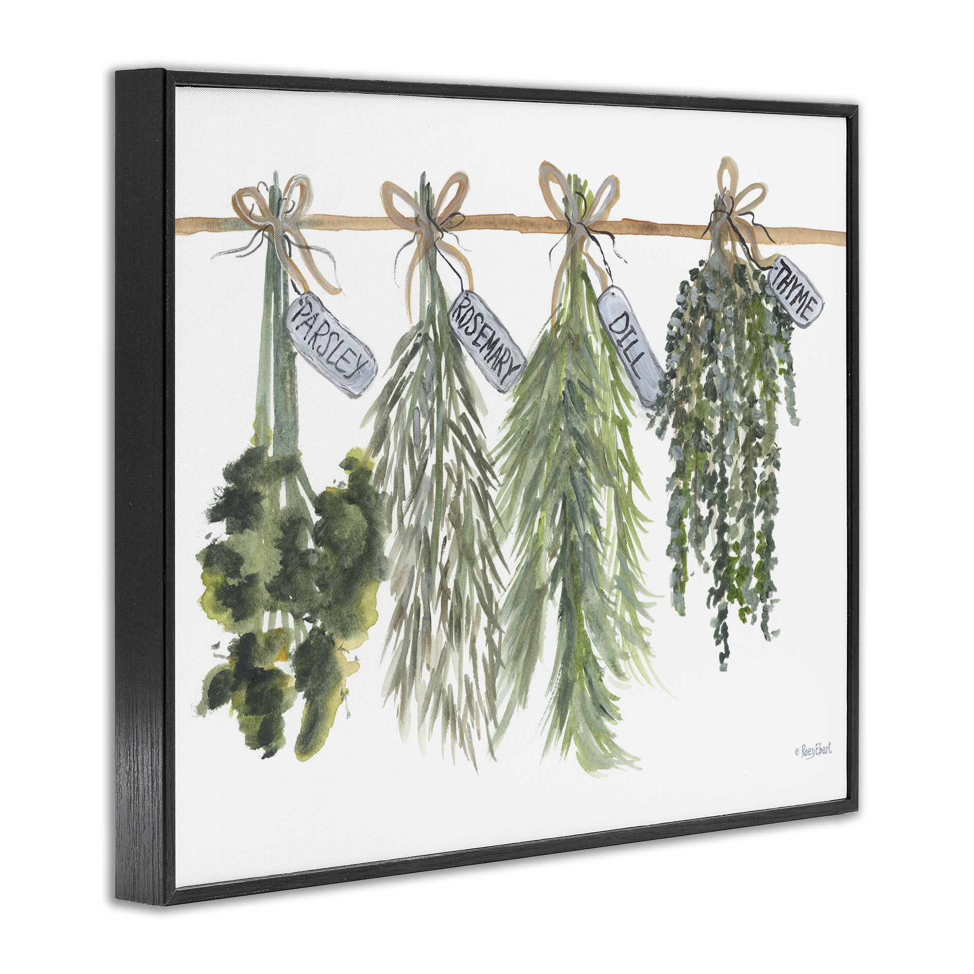 Stupell Industries Hanging Kitchen Herbs Botanical & Floral Painting Black Framed Art Print Wall Art, 14 x 11