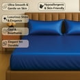 thumbnail image 4 of Amay Satin Silk Fitted Sheet – Twin-XL Size, Royal Blue– Deep Pocket 16 Inch, Lightweight Summer Bedding with Sleek Finish for Modern Bedroom, Guest Room, or Dorm, 4 of 6