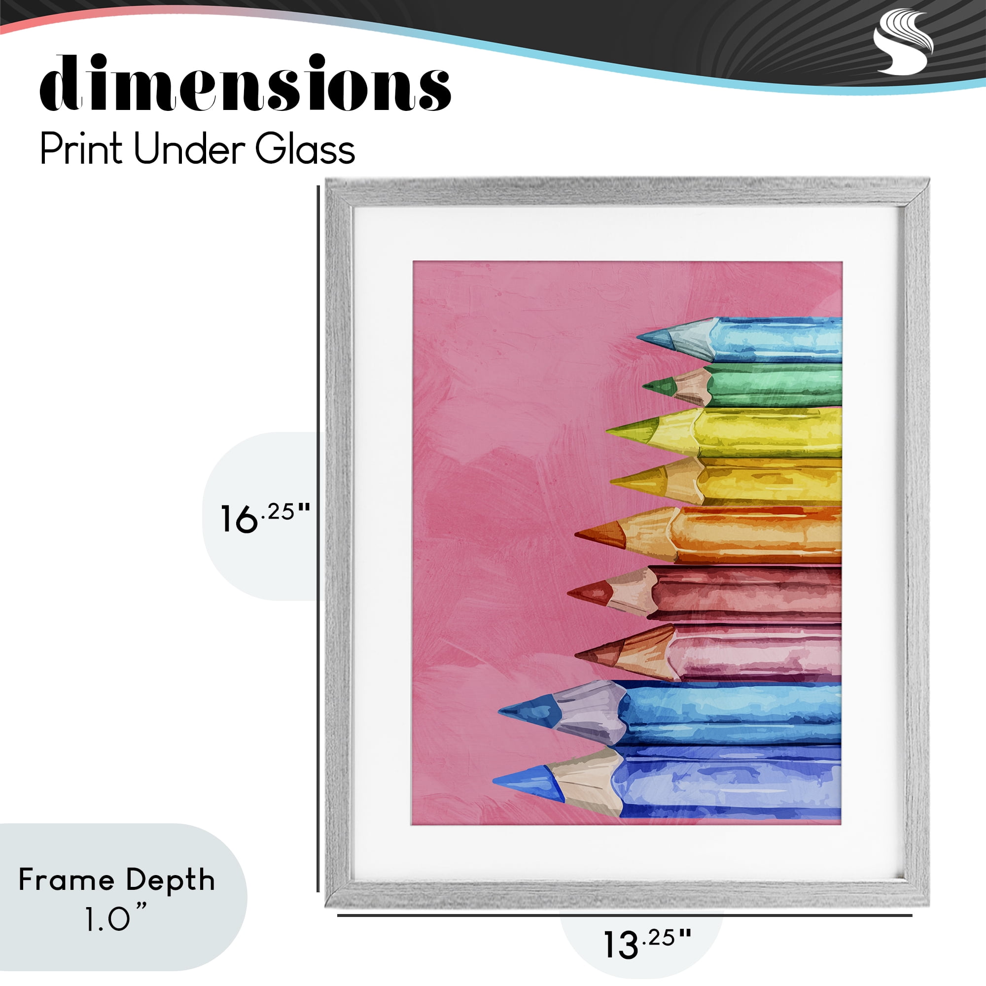 Stupell Industries Vibrant Pencils on Pink Gray Framed Print Under Glass, design by Kim Allen