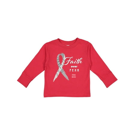 

Inktastic Faith Over Fear Blindness Awareness with Ribbon Gift Toddler Boy or Toddler Girl Long Sleeve T-Shirt