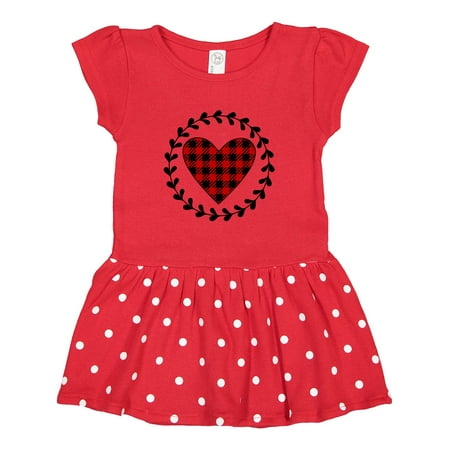 

Inktastic Valentines Day Buffalo Plaid Heart Gift Toddler Girl Dress