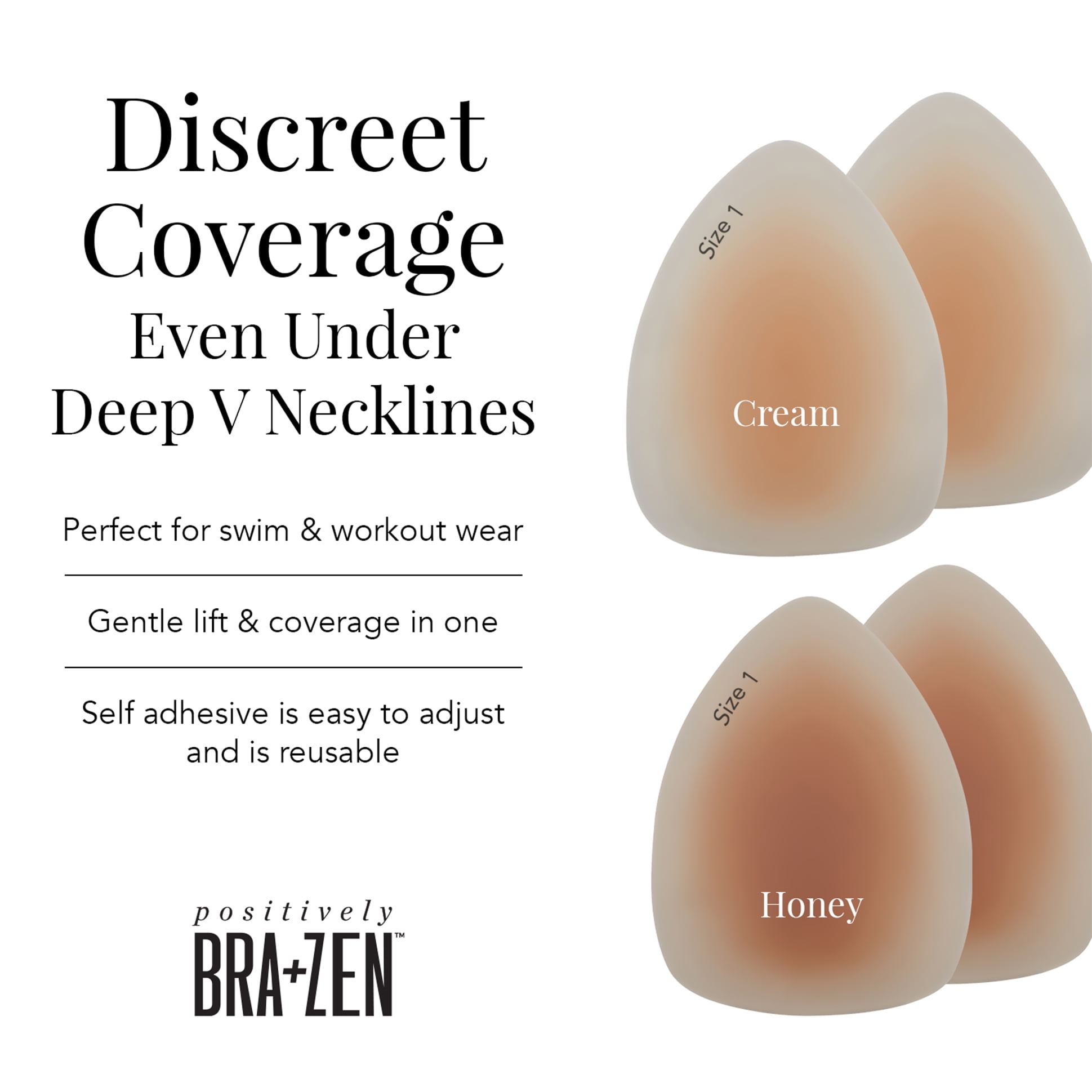 Positively BRA+ZEN Women's Reusable Silicone Triangle Nipple Covers Adhesive Pasties