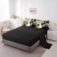 thumbnail image 5 of Manfei Modern Abstract Bedding Comforter Set 7 Pieces, Minimalism Plaid Full Bedding Set, Black Gray White Yellow Fitted Sheet Flat Sheet, Microfiber Bedroom Decor, 5 of 8