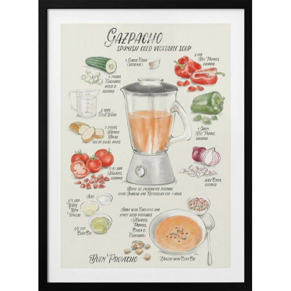 Gazpacho illustrated recipe in English Framed Art Modern Wall Decor