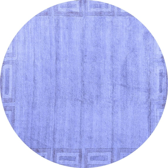 Ahgly Company Indoor Round Abstract Blue Modern Area Rugs, 8' Round