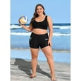 thumbnail image 4 of Alove Womens Solid Plus Size High Waisted Board Shorts Swim Trunks Big Shorts Swimwear Bottoms with Two Pockets, 4 of 6