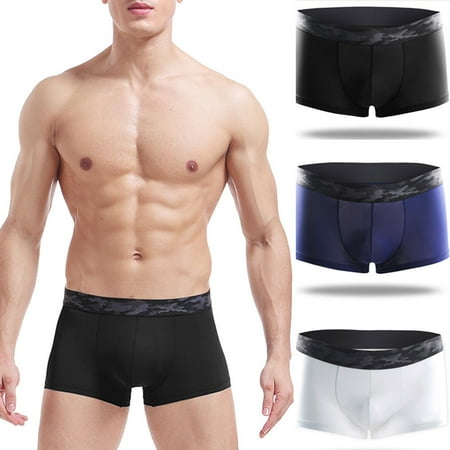 Magic Silk Silk Boxers - Mens Underwear Breathable Comfy Ice Silk Boxer Briefs Shorts Seamless Underpants