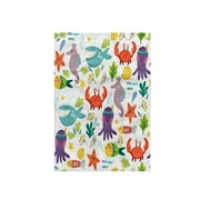 3dRose, Colorful Kids Sea Life Of Crabs, Octopus, Fish, and Whales Pattern, 15x22 Hand Towel