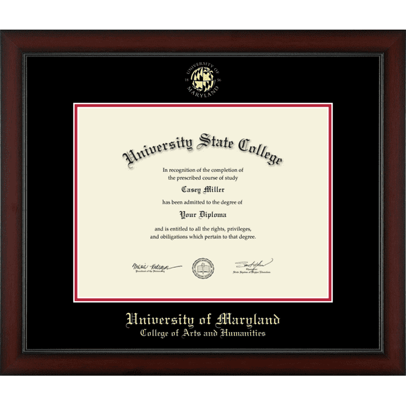 University of Maryland, College Park College of Arts and Humanities Diploma Frame, Document Size 17" x 13"