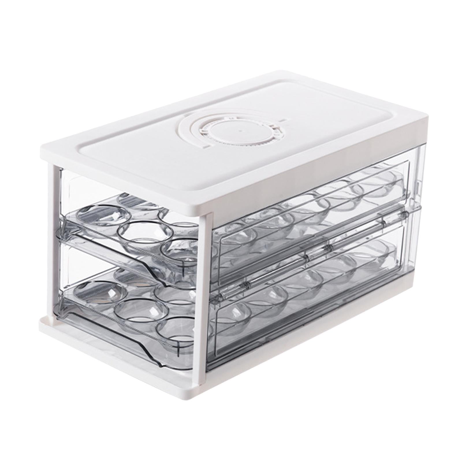 Drawer Type Egg Holder Egg Storage Box Egg Organizer Tray Double Layer Structure for Kitchen Pantry Cabinet