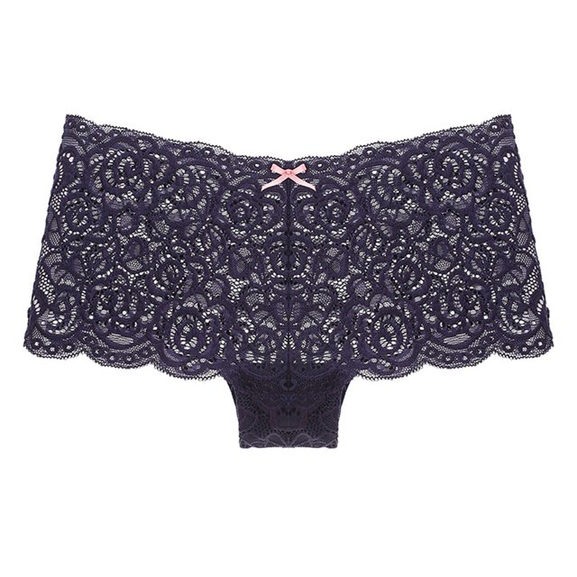 Aayomet Culottes Sans Couture en Dentelle pour Femmes (Bleu Foncé, S)