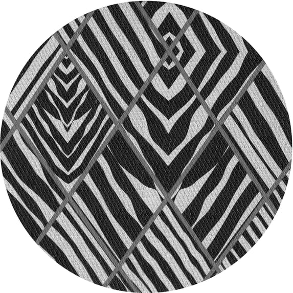 Ahgly Company Machine Washable Indoor Round Transitional Charcoal Black Area Rugs, 6' Round