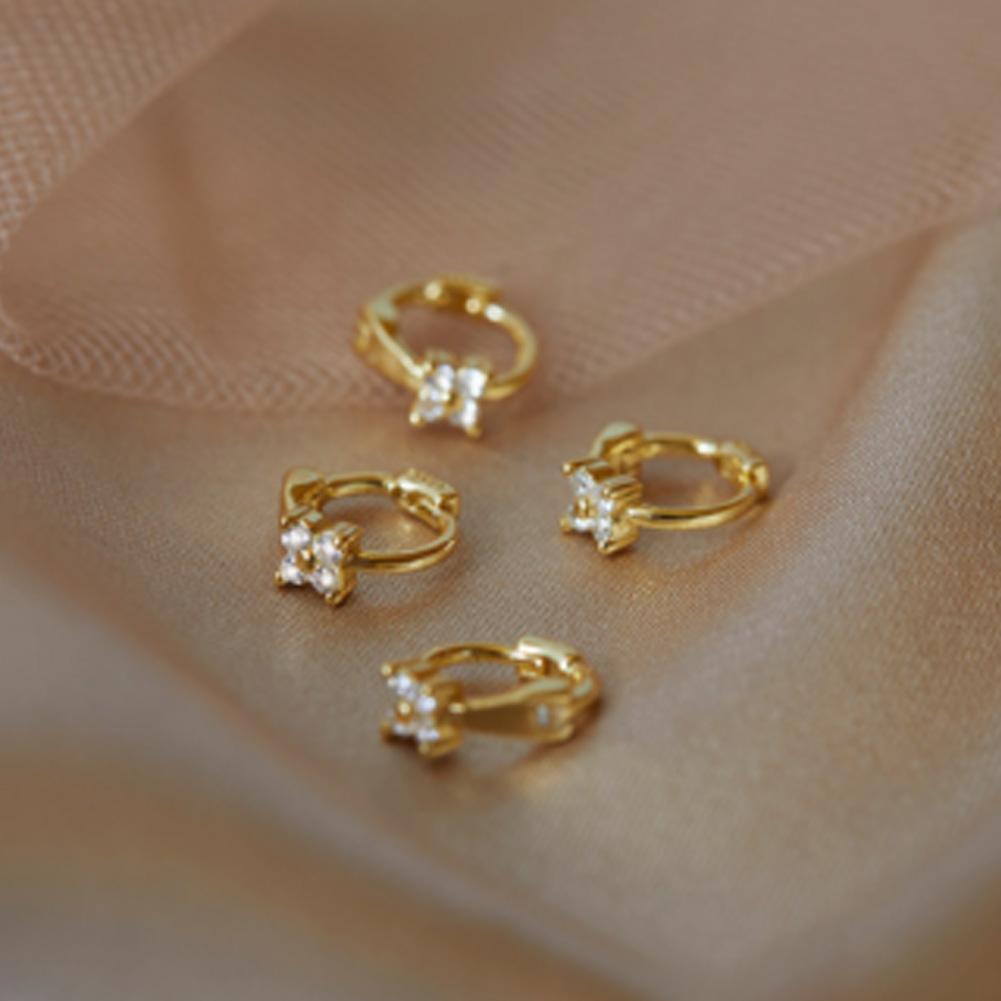 Gold Plated Mini Zircon Hoop Earrings Piercing Earrings Cubic Earring Stud V4A0 - image 2 of 9