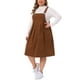 thumbnail image 4 of Vestido de tirantes ajustables plisado para mujer de tallas grandes Agnes Orinda, overol casual de pana con bolsillos 3X marrón, 4 of 6